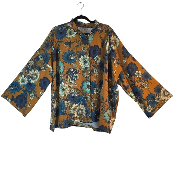bryn Walker Tops - Bryn Walker Floral Oversized Blouse Artsy Lagenlook Made USA